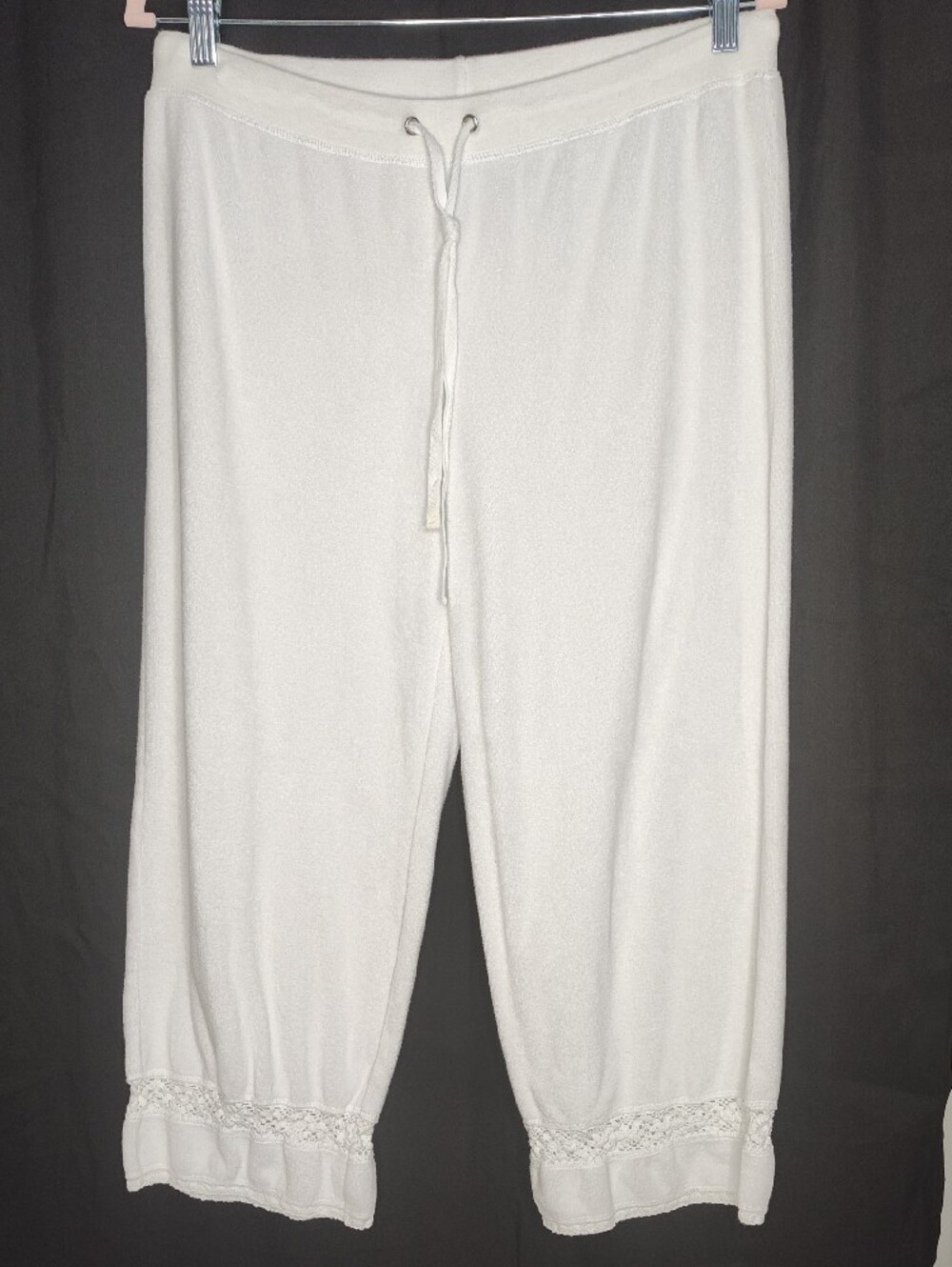 Lace-Trim White LG Bloomers Lounge Drawstring  Pants Victorian Cottagecore